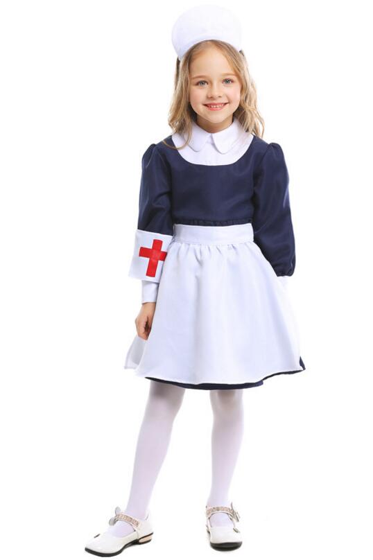 F68165 Little Girls Nurse Cosplay Costume Halloween Party Dress Up Costumes